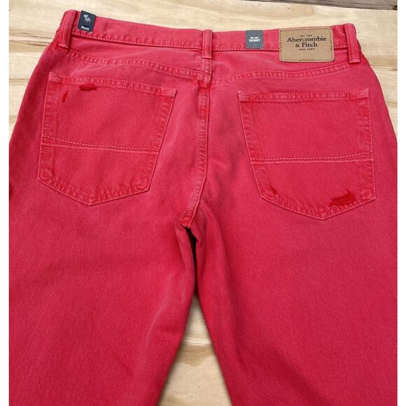 Abercrombie & Fitch Jeans The A&F Skinny Denim Distressed Mens Red Sz. 33X32 New - Picture 6 of 6